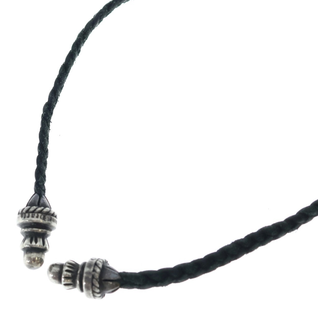 CHROME HEARTS(クロムハーツ) LEATHER BRAID ボロチップレザーブレード ネックレス ブラック/シルバー