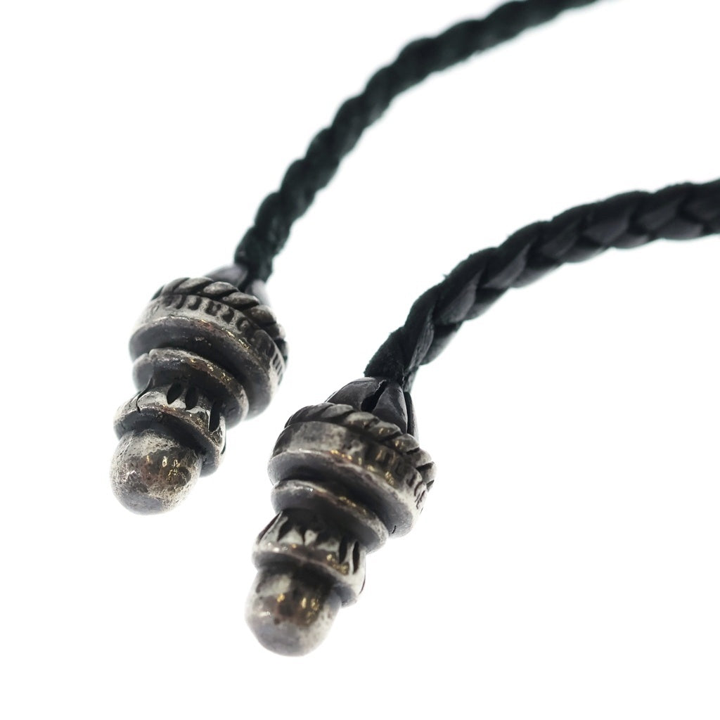 CHROME HEARTS(クロムハーツ) LEATHER BRAID ボロチップレザーブレード ネックレス ブラック/シルバー