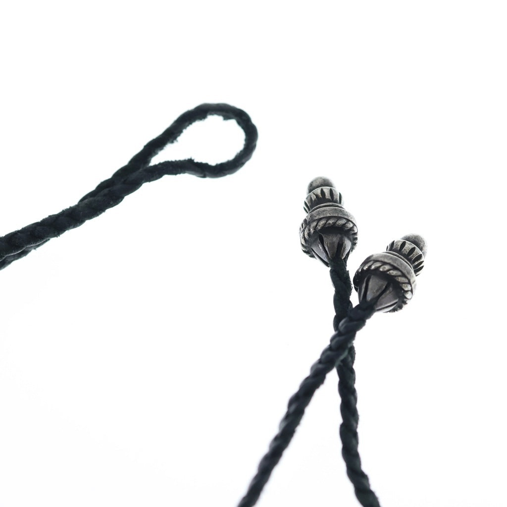 CHROME HEARTS(クロムハーツ) LEATHER BRAID ボロチップレザーブレード ネックレス ブラック/シルバー