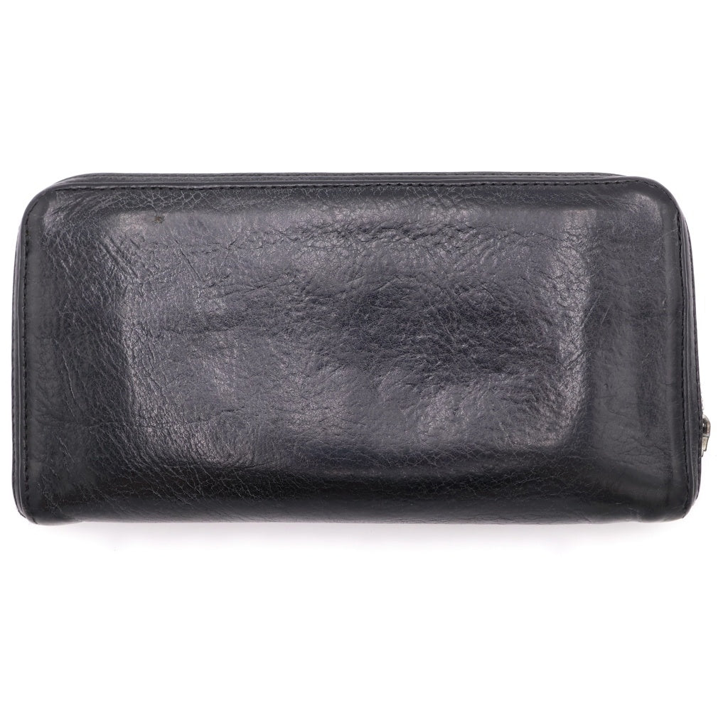 CHROME HEARTS(クロムハーツ) REC F ZIP PLANE プレーン ラウンドジップレザーウォレット 財布 ブラック