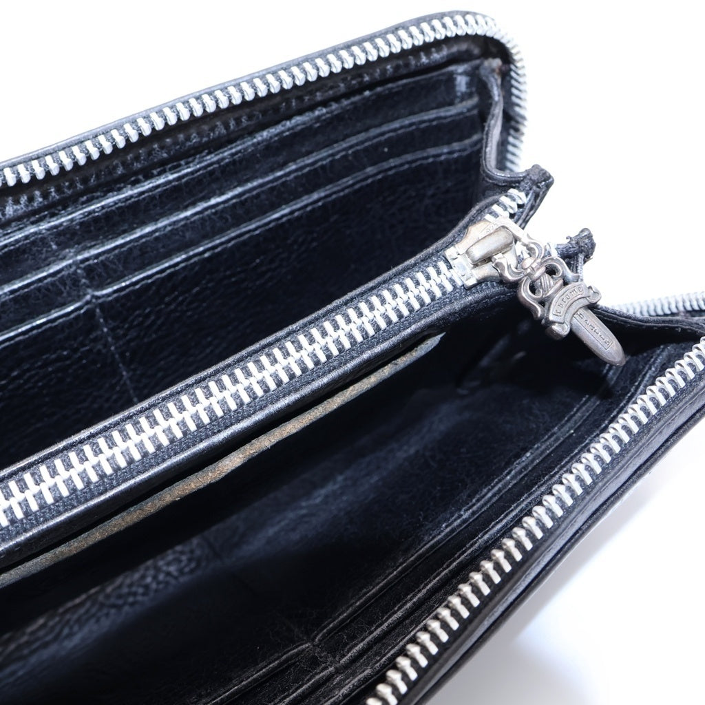 CHROME HEARTS(クロムハーツ) REC F ZIP PLANE プレーン ラウンドジップレザーウォレット 財布 ブラック