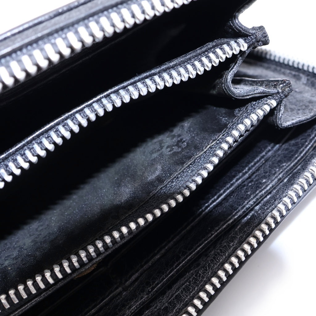 CHROME HEARTS(クロムハーツ) REC F ZIP PLANE プレーン ラウンドジップレザーウォレット 財布 ブラック