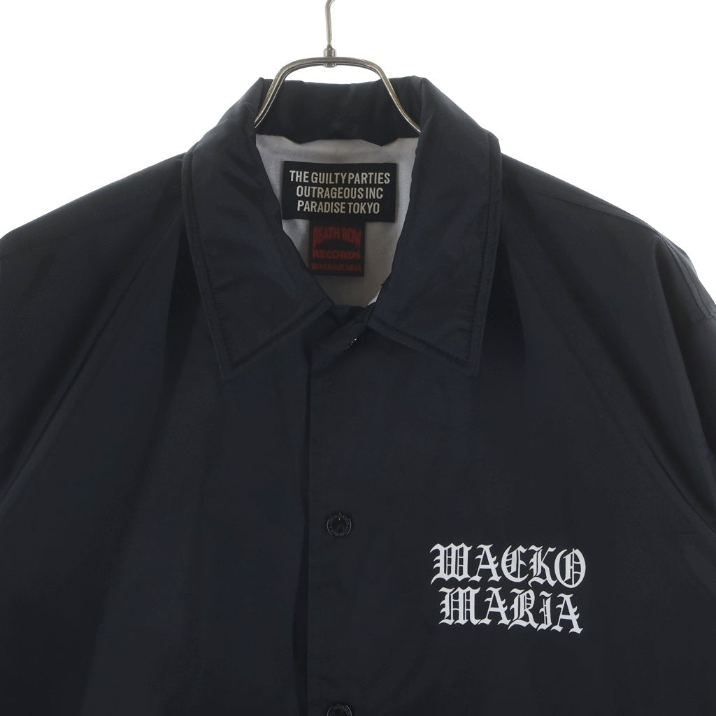 WACKO MARIA(ワコマリア) 25AW ×DEATH ROW RECORDS COACH JACKET デスロウレコーズ ナイロン スナップボタン ドローコード コーチジャケット ブラック