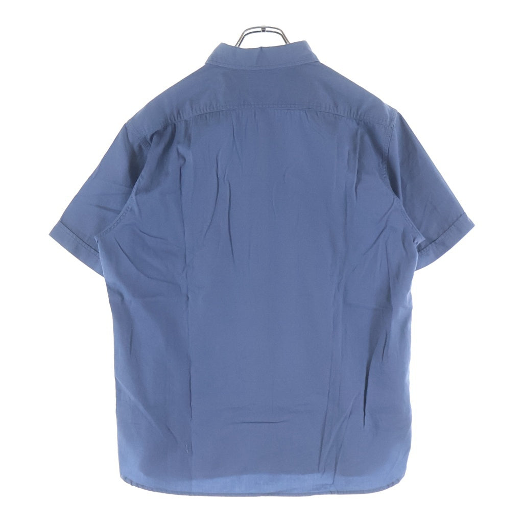 TENDERLOIN(テンダーロイン) T-G.S SHT S/S ロゴワッペン ヘリンボーン 半袖ワークシャツ ブルー
