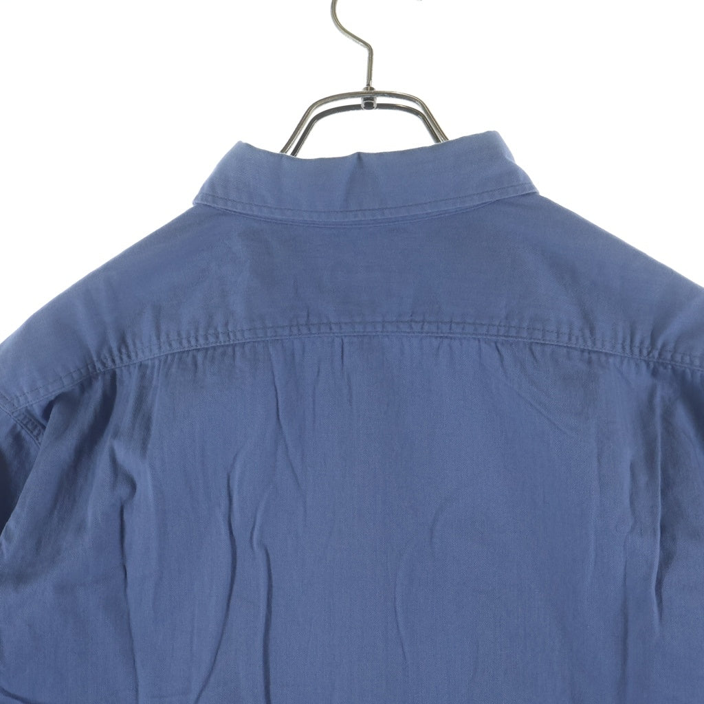 TENDERLOIN(テンダーロイン) T-G.S SHT S/S ロゴワッペン ヘリンボーン 半袖ワークシャツ ブルー