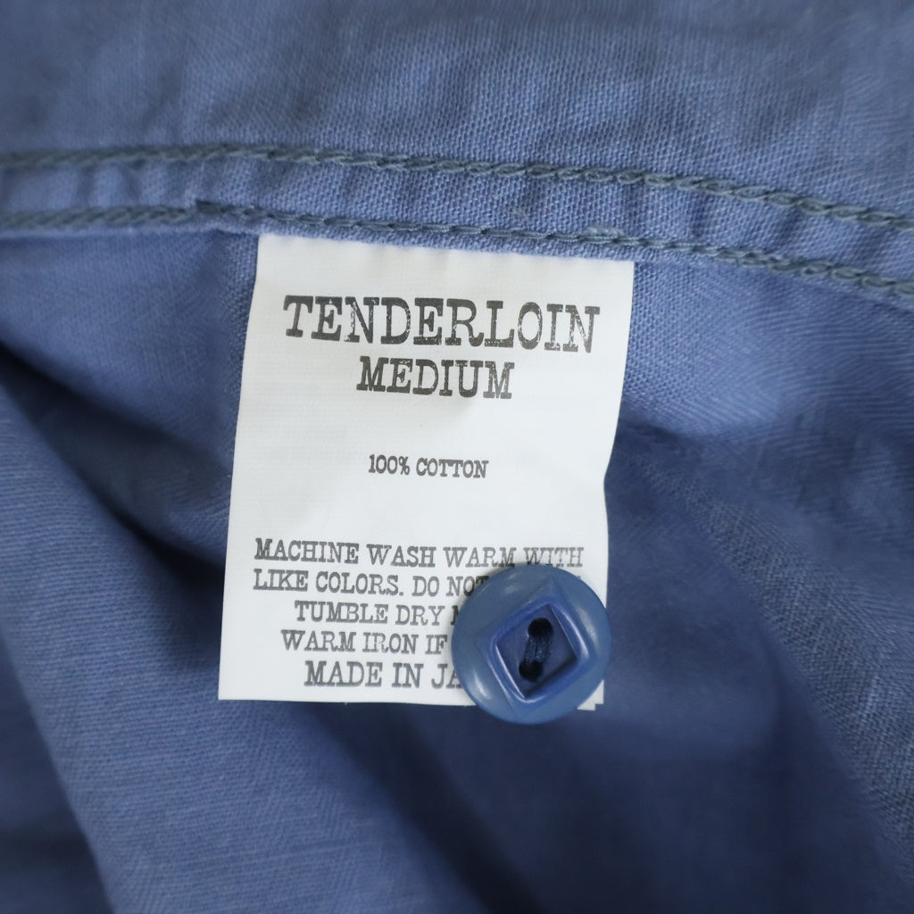 TENDERLOIN(テンダーロイン) T-G.S SHT S/S ロゴワッペン ヘリンボーン 半袖ワークシャツ ブルー