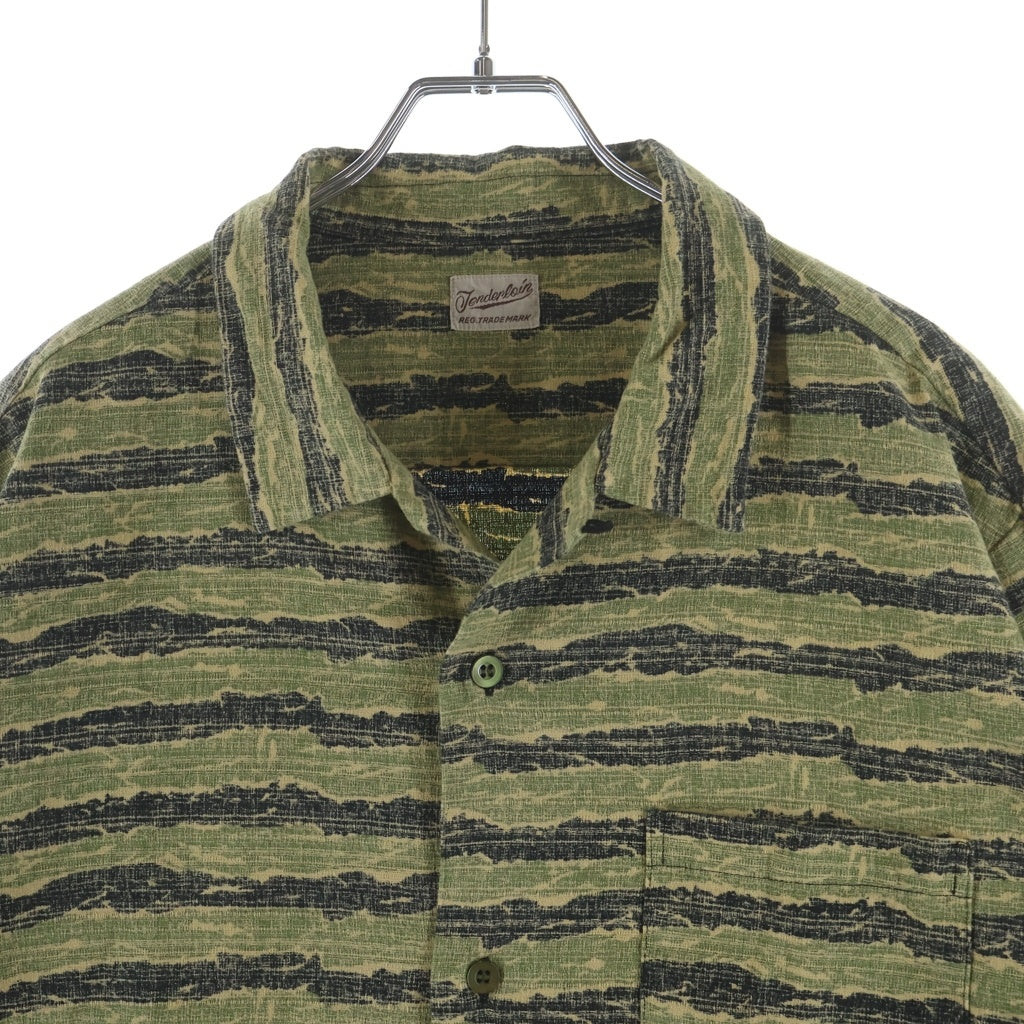 TENDERLOIN(テンダーロイン) T-TIGER ALOHA SHT S/S タイガーカモ柄 半袖アロハシャツ カーキ