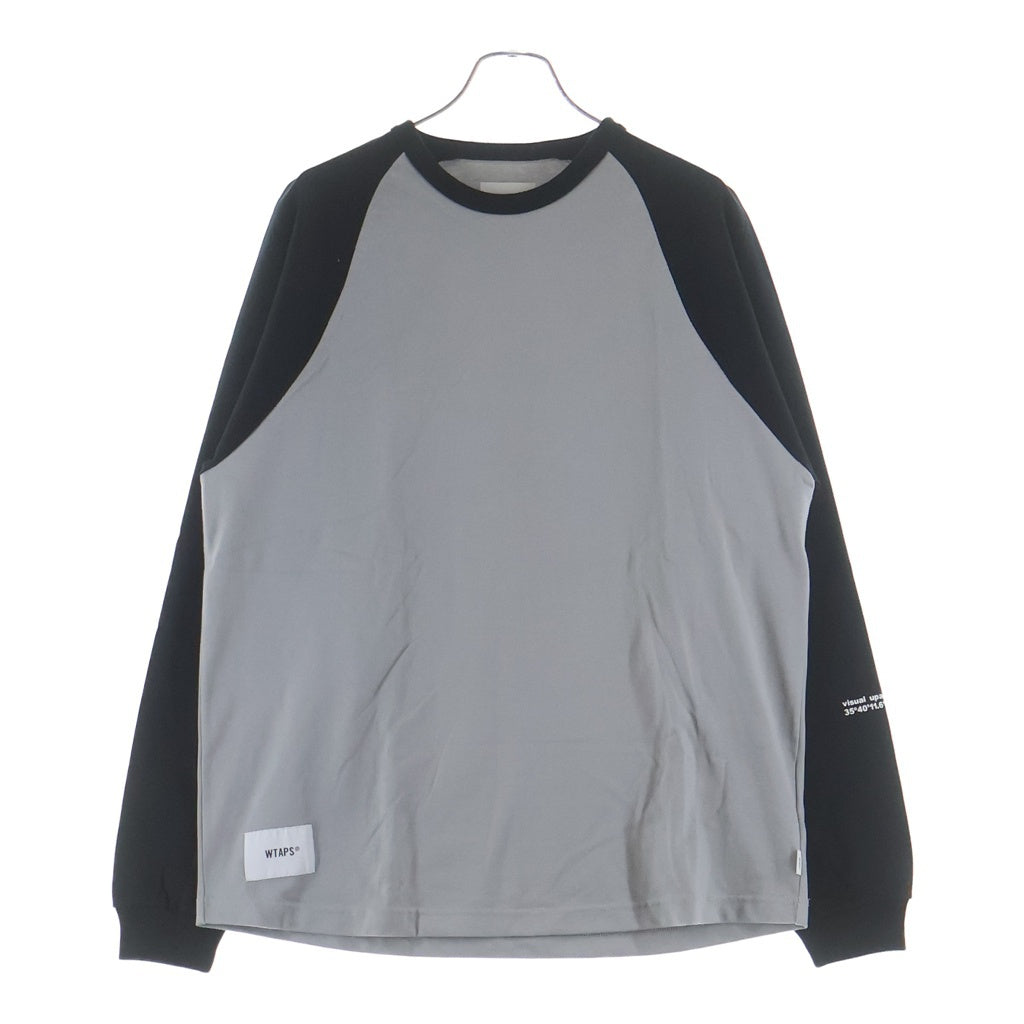 WTAPS(ダブルタップス) 22AW IAN/RAGLAN/CTPL.GPS ラグランスリーブ クルーネック長袖Tシャツ カットソー グレー/ブラック 222ATDT-CSM24