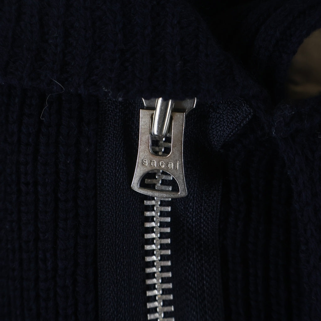 Sacai(サカイ) 19AW ラップカラー ジップアップ ウールニットセーター ネイビー 19-02124M