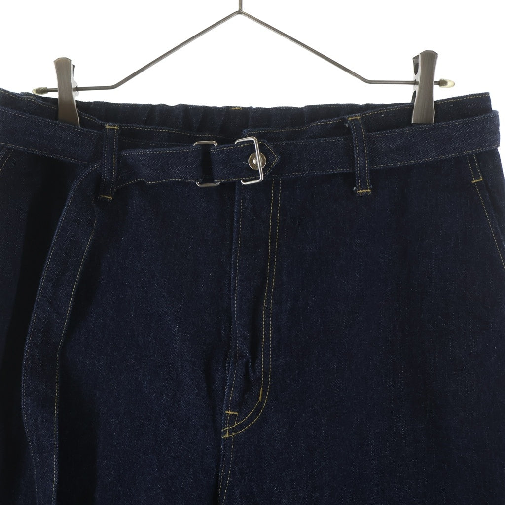 YOKO SAKAMOTO(ヨーコサカモト) BELTED TROUSERS ベルト付き マルチポケット ジップアップ デニムパンツ インディゴ YS-25AW-44