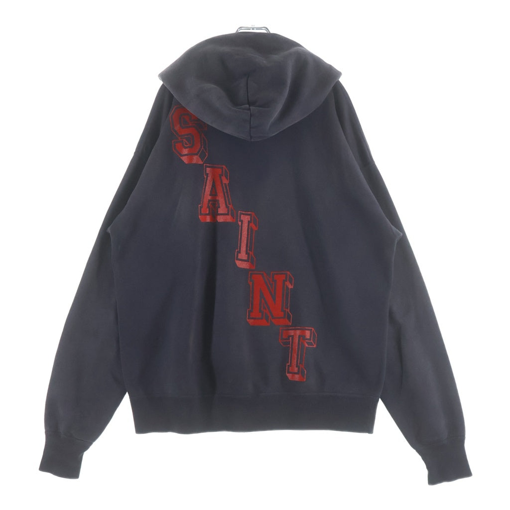 SAINT MICHAEL(セントマイケル) 24SS ANGEL HOODIE エンジェルプリント ユーズド加工 フーディー プルオーバーパーカー ブラック SM-YS8-0000-034