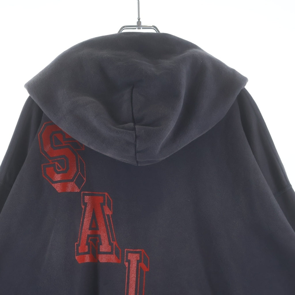 SAINT MICHAEL(セントマイケル) 24SS ANGEL HOODIE エンジェルプリント ユーズド加工 フーディー プルオーバーパーカー ブラック SM-YS8-0000-034