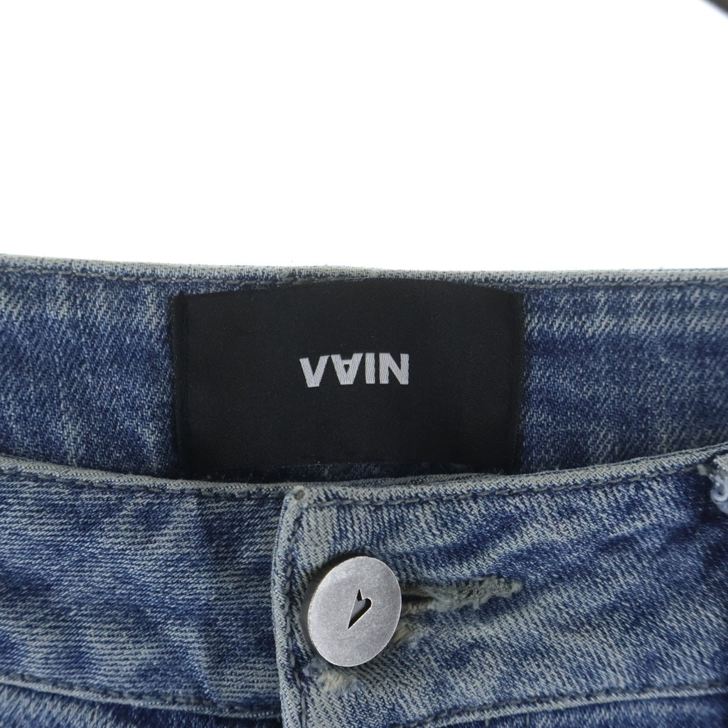NO BRAND(ノーブランド) VAINヴェイン UPCYCLED JEANS 000 アップサイクル ジップフライ リメイク デニムパンツ インディゴ