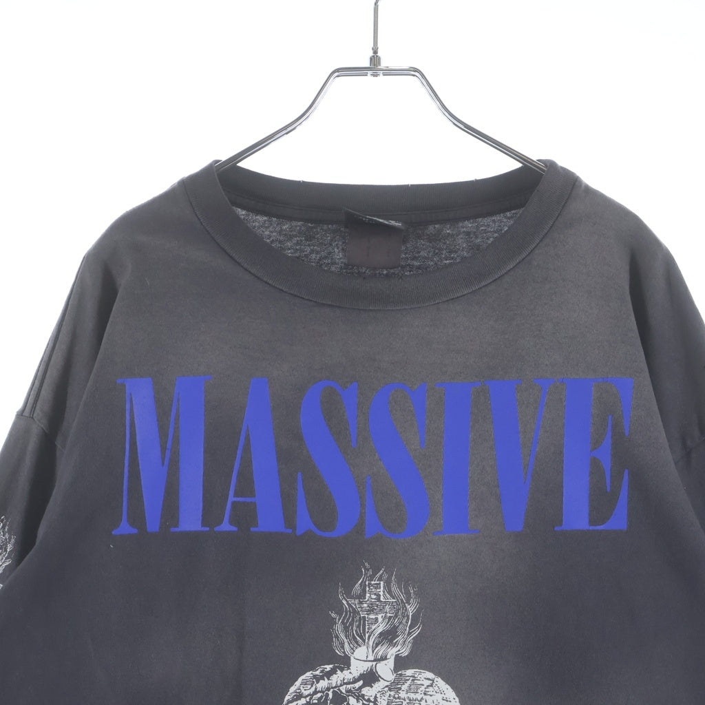 SAINT MICHAEL(セントマイケル) 23AW MASSIVE LS TEE ヴィンテージ加工 マッシブ 両面プリント クルーネック 長袖Tシャツ グレー SM-A23-0000-011