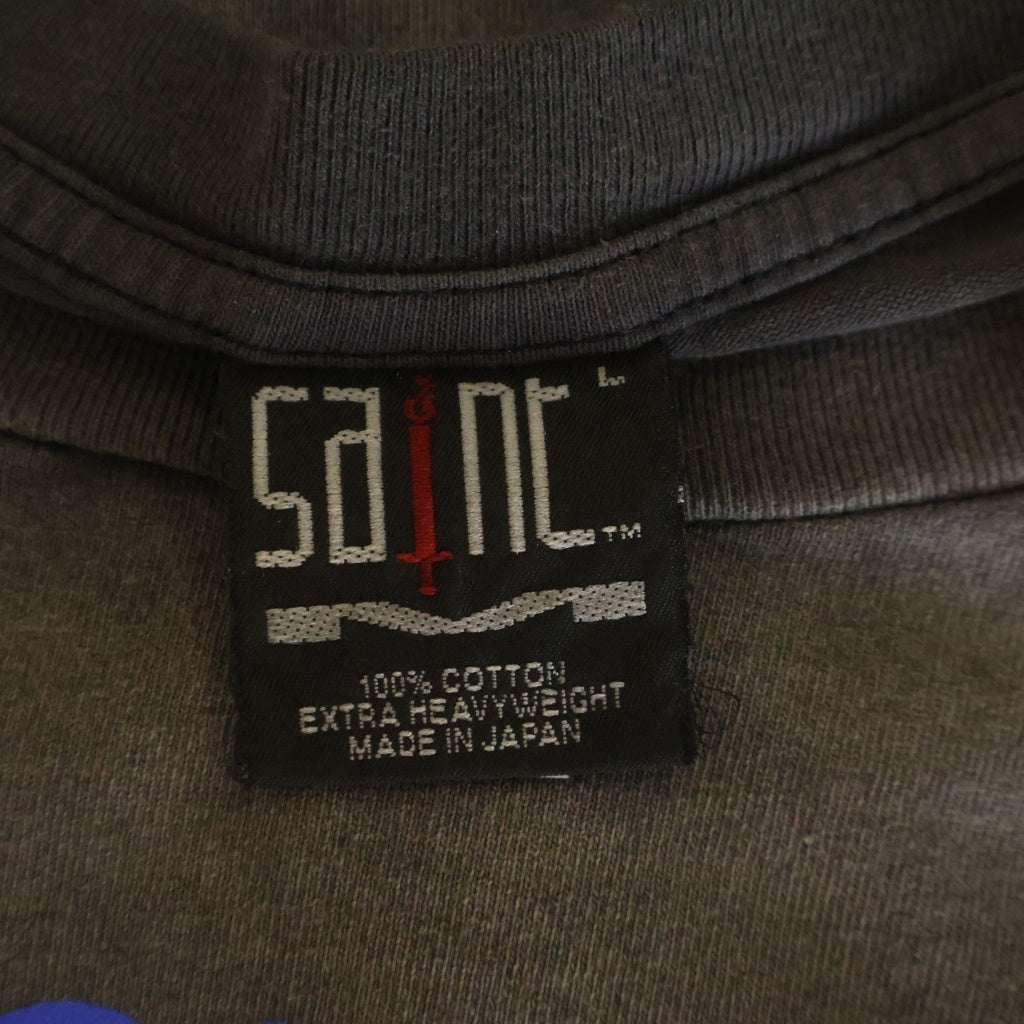SAINT MICHAEL(セントマイケル) 23AW MASSIVE LS TEE ヴィンテージ加工 マッシブ 両面プリント クルーネック 長袖Tシャツ グレー SM-A23-0000-011