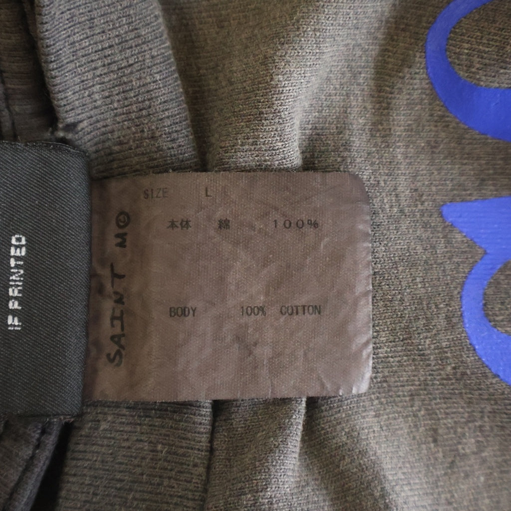 SAINT MICHAEL(セントマイケル) 23AW MASSIVE LS TEE ヴィンテージ加工 マッシブ 両面プリント クルーネック 長袖Tシャツ グレー SM-A23-0000-011