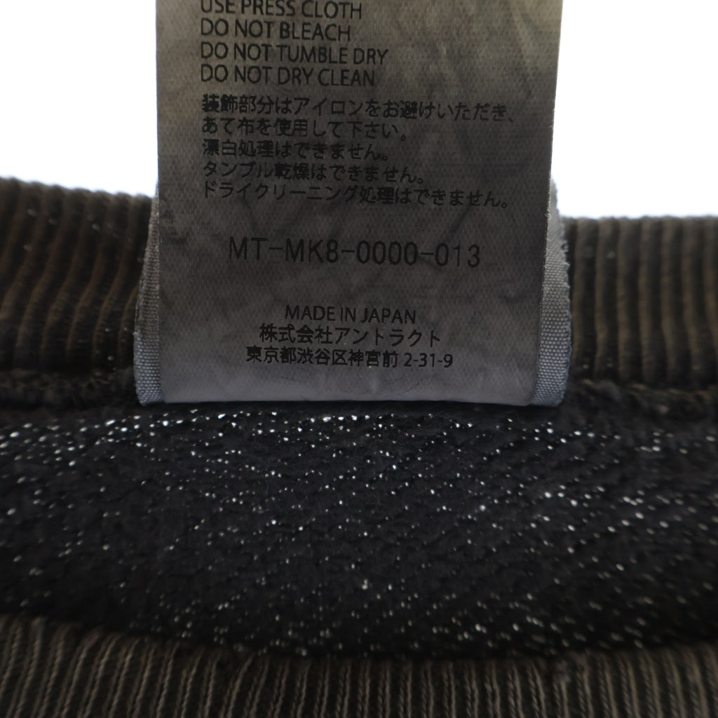 NO BRAND(ノーブランド) 26SS Mononoke made モノノケメイド CREW NECK SWEAT/龍 ヴィンテージ加工 クルネックスウェットトレーナー ブラック