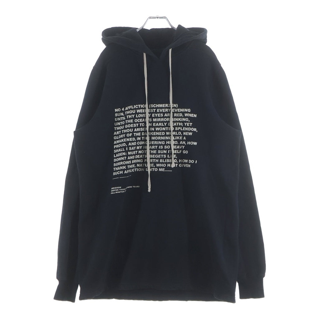 Rick Owens DRKSHDW(リックオウエンス ダークシャドウ) 19AW レタープリント プルオーバースウェットパーカー フーディ ブラック DU19F6285-FEP3