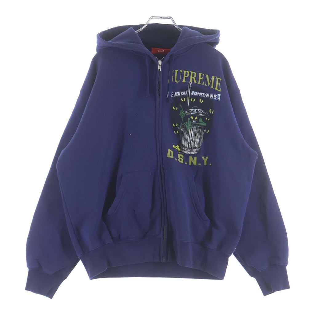 SUPREME(シュプリーム) 26SS ×DSNY Zip Up Hooded Sweatshirt グラフィックロゴプリント スウェット ジップアップパーカー ネイビー