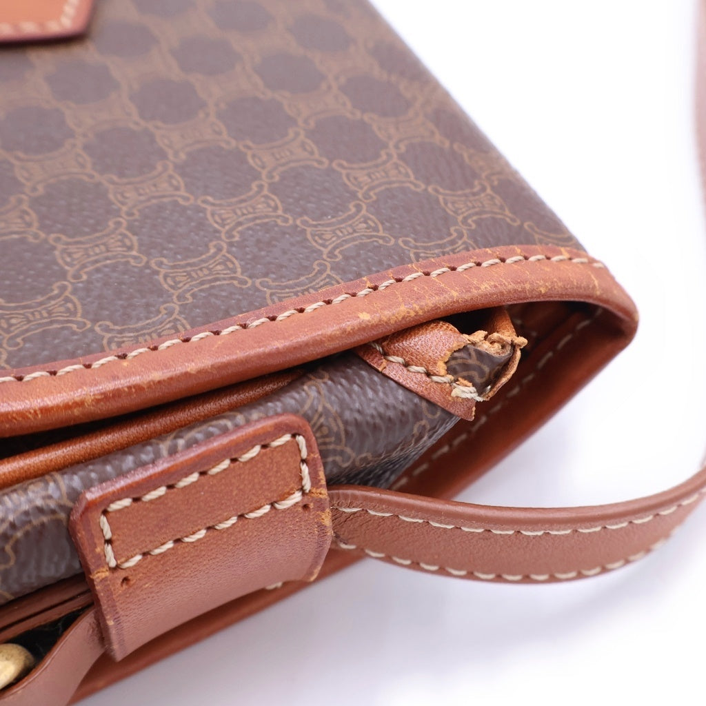 CELINE(セリーヌ) マカダム柄 フラップ ショルダーバッグ ゴールド金具