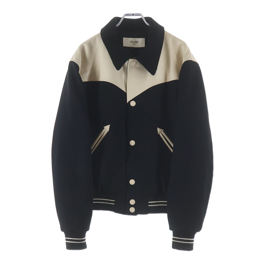 CELINE(セリーヌ) 19AW TEDDY JACKET レザー切り替え ウエスタン テディジャケット ブラック 2V534896C