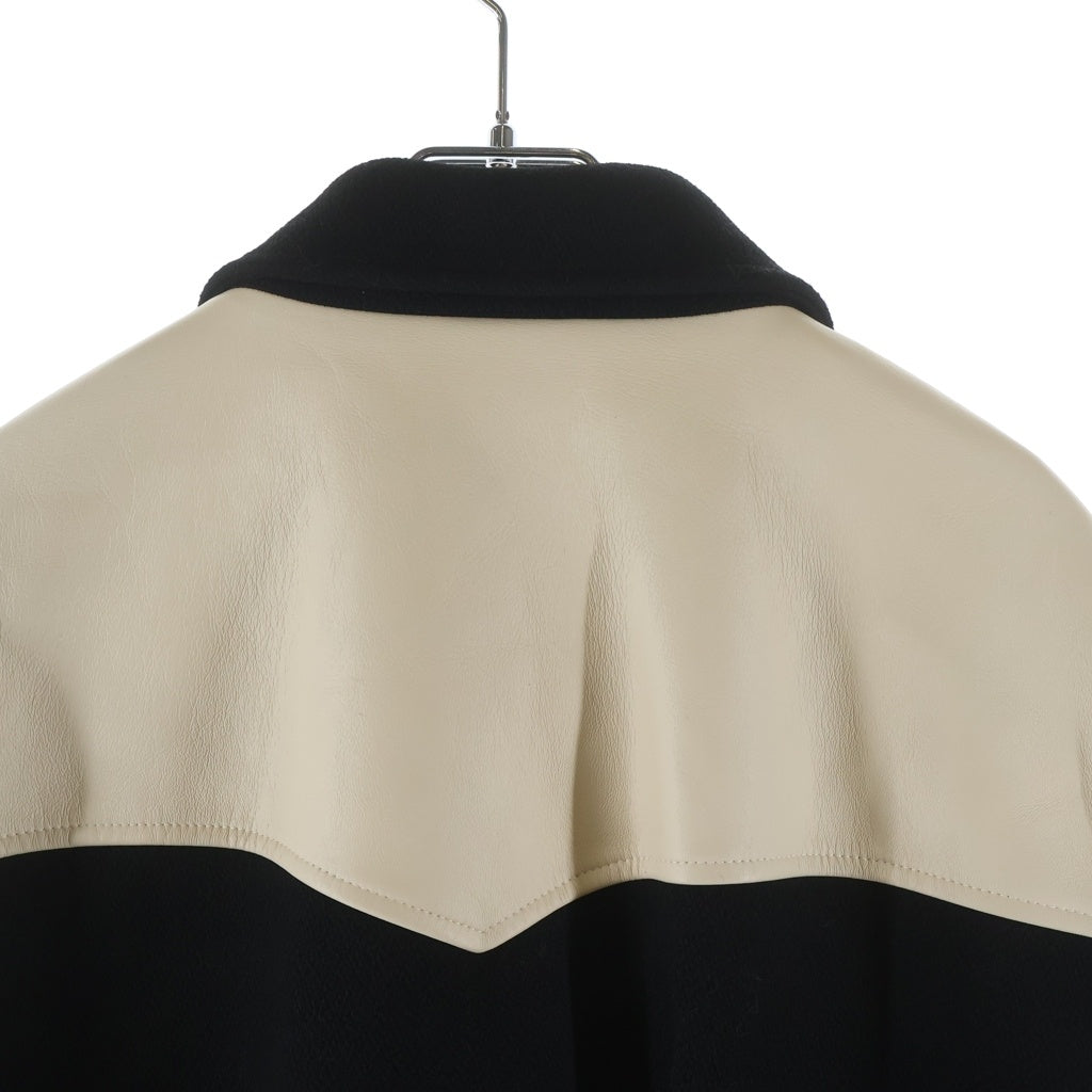CELINE(セリーヌ) 19AW TEDDY JACKET レザー切り替え ウエスタン テディジャケット ブラック 2V534896C
