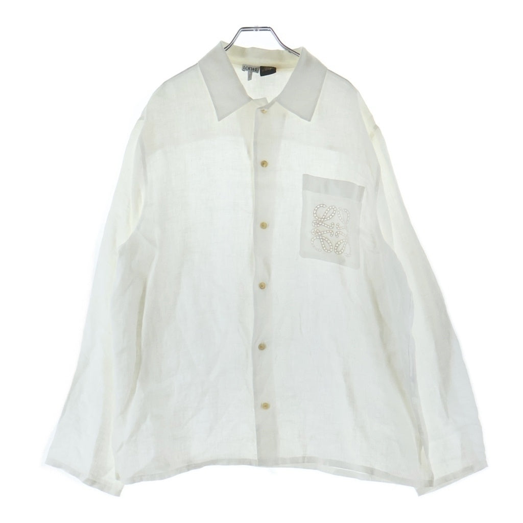LOEWE(ロエベ) ANAGRAM POCKET SHIRT アナグラム ポケット リネン長袖シャツ ホワイト H616Y05X63