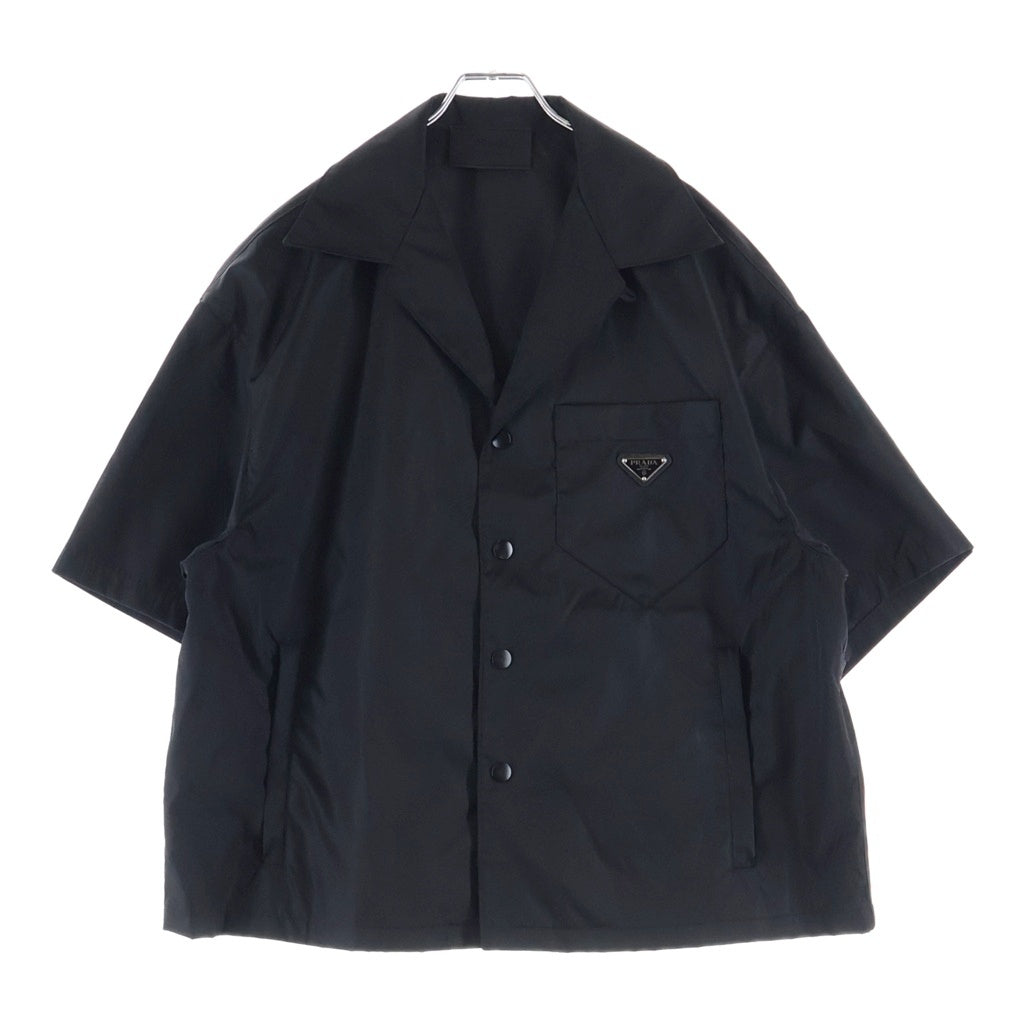 PRADA(プラダ) 21SS RE-NYLON リナイロン トライアングルロゴプレート ショートスリーブ オープンカラーシャツ ブラック SC449 S182 1WQ8