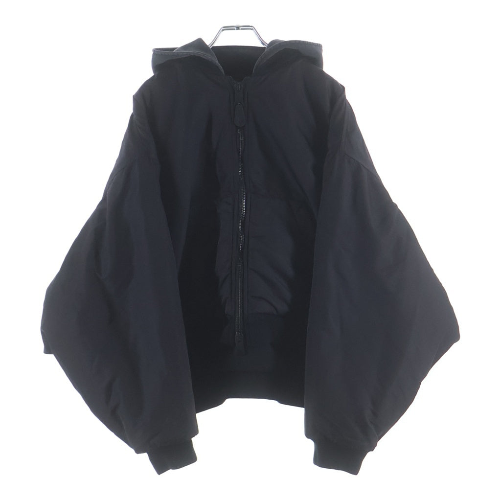 BALENCIAGA(バレンシアガ) UNITY BOMBER スポーツアイコン刺繍 フーデッドボンバージャケット ジップアップブルゾン ブラック 805512 TRO51