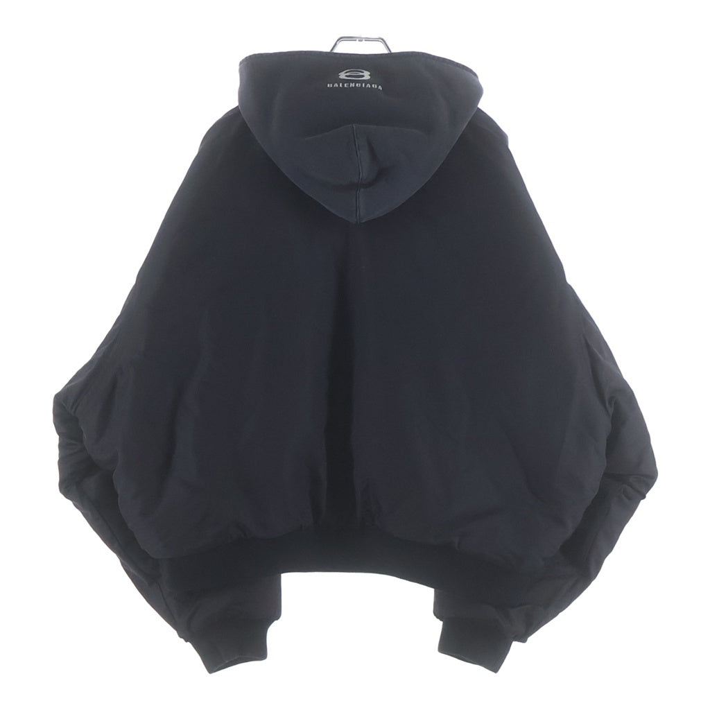 BALENCIAGA(バレンシアガ) UNITY BOMBER スポーツアイコン刺繍 フーデッドボンバージャケット ジップアップブルゾン ブラック 805512 TRO51