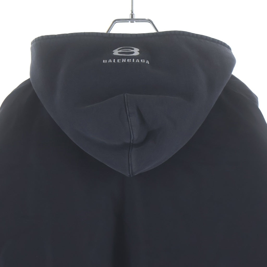 BALENCIAGA(バレンシアガ) UNITY BOMBER スポーツアイコン刺繍 フーデッドボンバージャケット ジップアップブルゾン ブラック 805512 TRO51