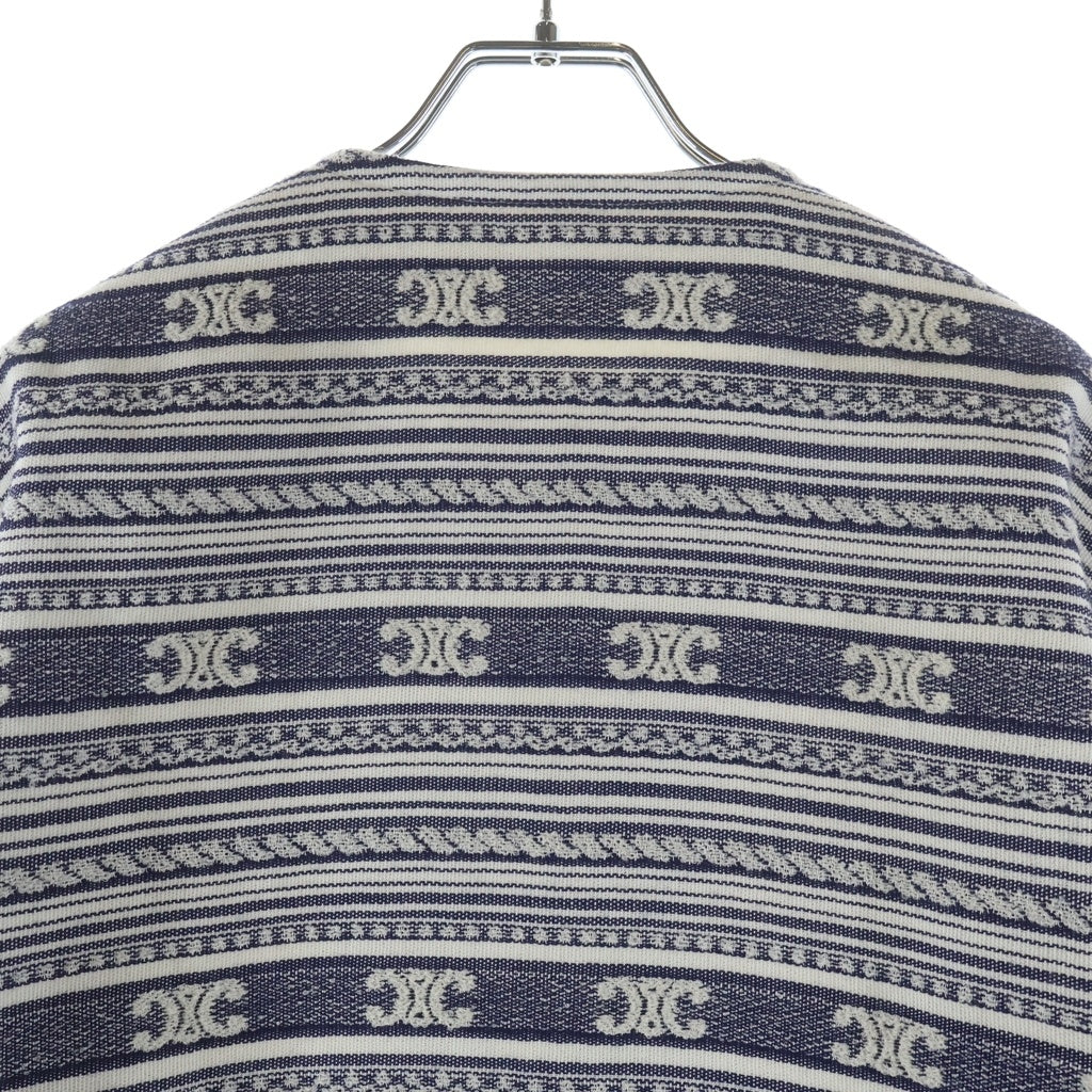 CELINE(セリーヌ) 25AW BAJA CARDIGAN JACKET バハ トリオンフ ノーカラージャケット レディース ネイビー/ホワイト RV0NW0028