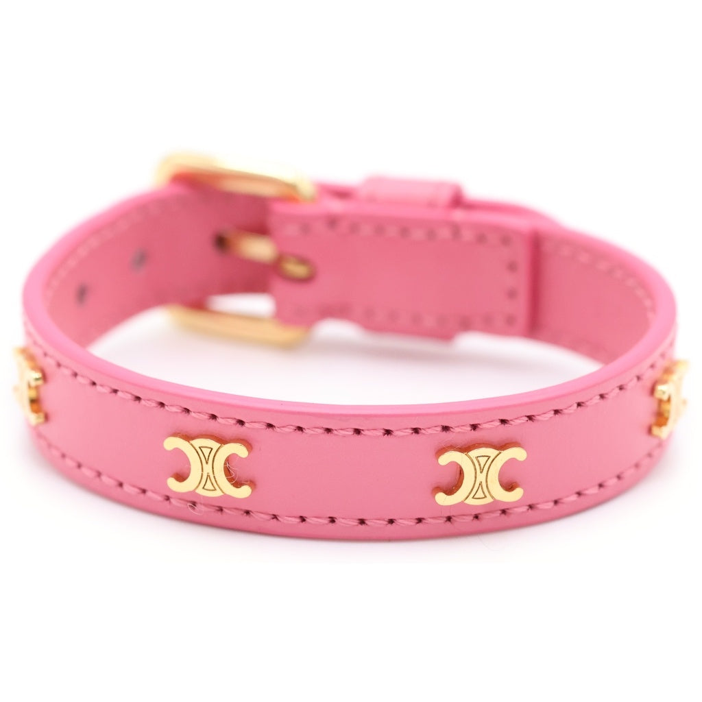 CELINE(セリーヌ) MULTI LEATHER BRACELET トリオンフモチーフ マルチ レザーブレスレット ピンク/ゴールド 46X623SMO レディース