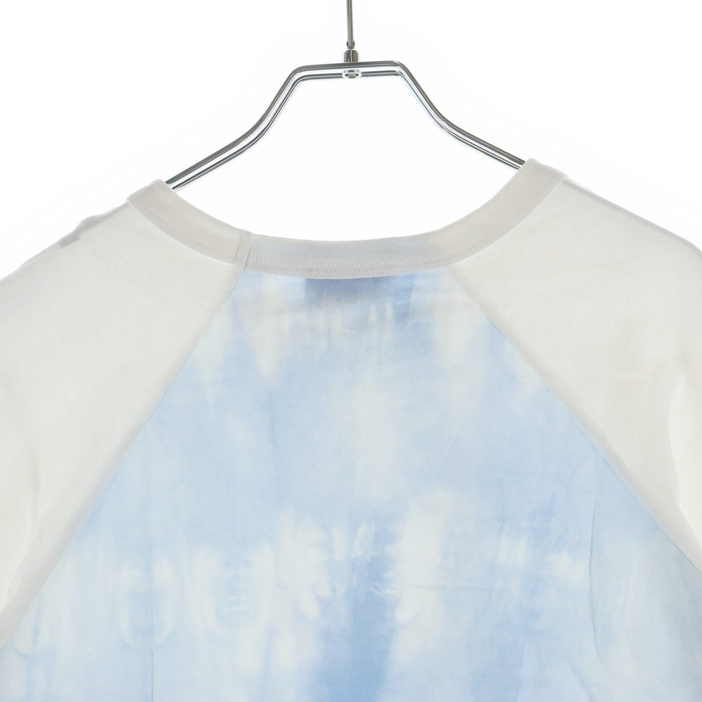 MONCLER(モンクレール) 22SS SS TSHIRT クラウドプリント切替 ウエストドローコード クルーネック 半袖Tシャツ カットソー ホワイト/ブルー レディース H10938C00021 829HP