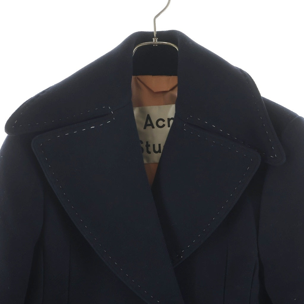 Acne Studios(アクネ ストゥディオズ) CHEYE T MELTON シェイティーメルトン ウール ホワイトステッチ ダブルジャケット ネイビー レディース 12V173