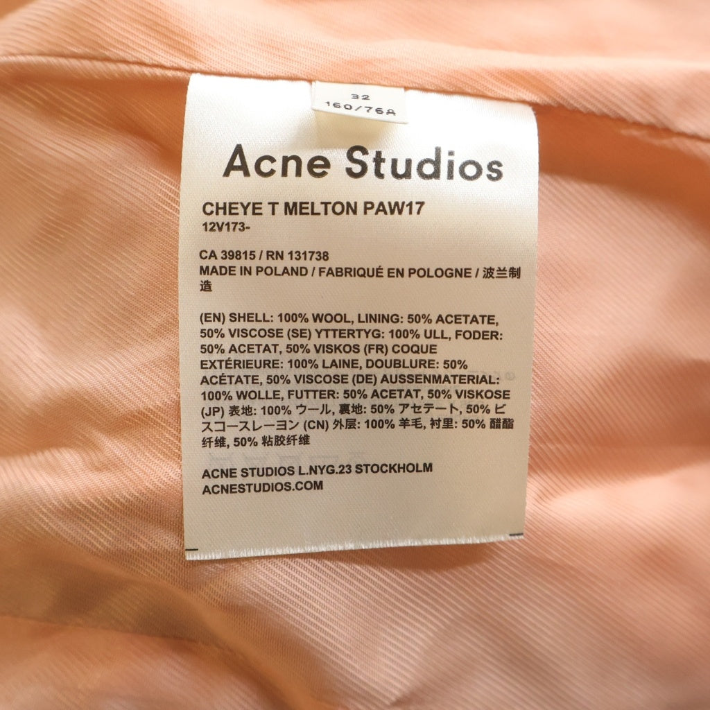 Acne Studios(アクネ ストゥディオズ) CHEYE T MELTON シェイティーメルトン ウール ホワイトステッチ ダブルジャケット ネイビー レディース 12V173