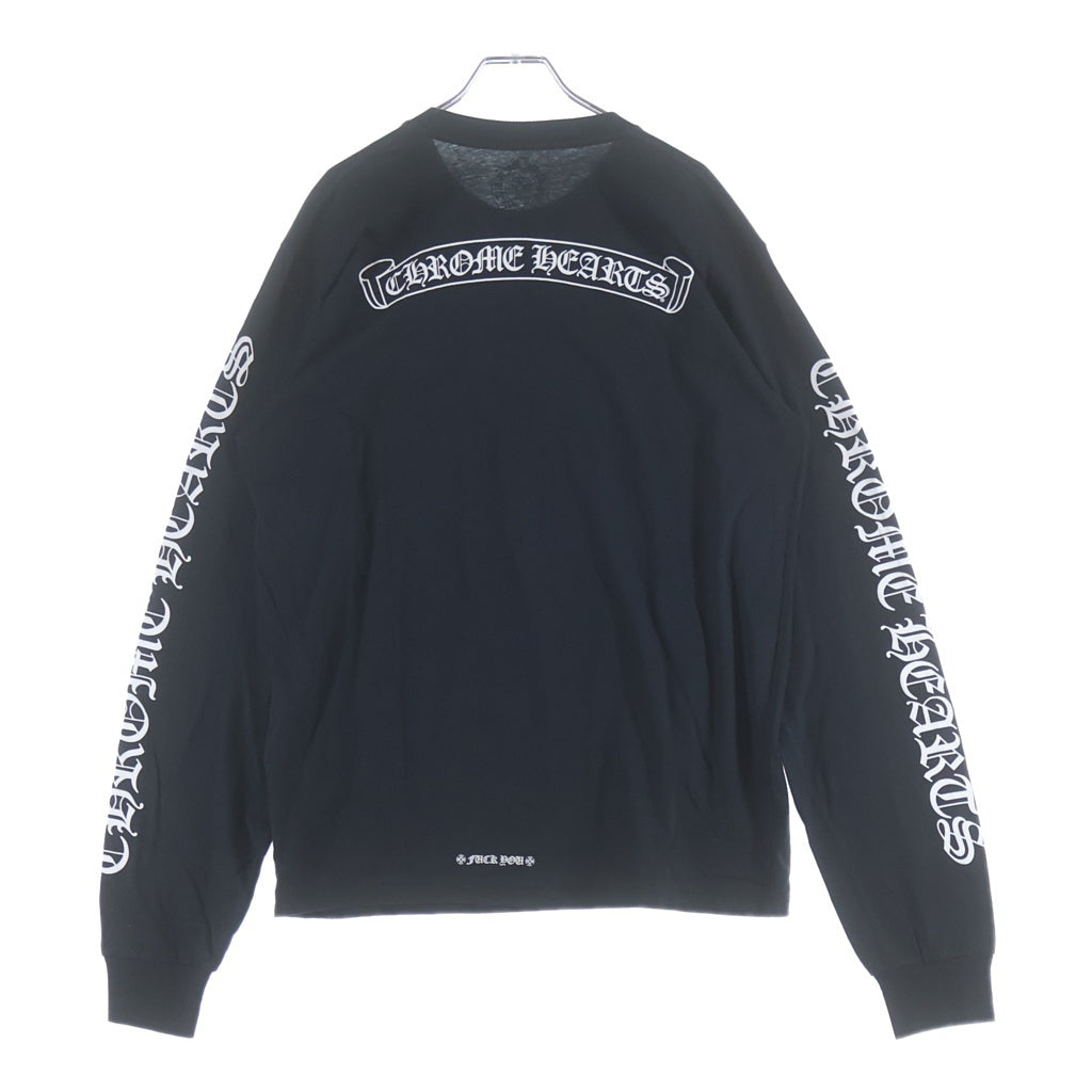 CHROME HEARTS(クロムハーツ) CH SCROLL LOGO L/S TEE スクロールロゴ バックアームプリント クルーネック ポケット 長袖Tシャツ カットソー ブラック