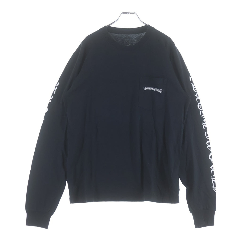 CHROME HEARTS(クロムハーツ) CH SCROLL LOGO L/S TEE スクロールロゴ バックアームプリント クルーネック ポケット 長袖Tシャツ カットソー ブラック