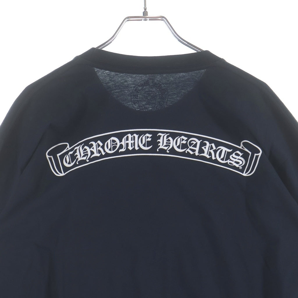 CHROME HEARTS(クロムハーツ) CH SCROLL LOGO L/S TEE スクロールロゴ バックアームプリント クルーネック ポケット 長袖Tシャツ カットソー ブラック