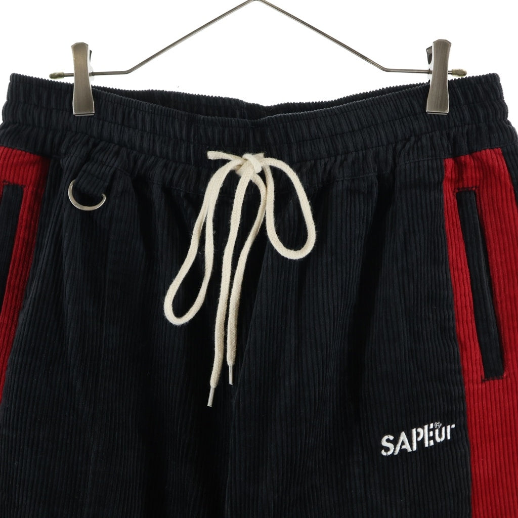 SAPEur(サプール) ロゴ刺繍 コーデュロイ イージートラックパンツ