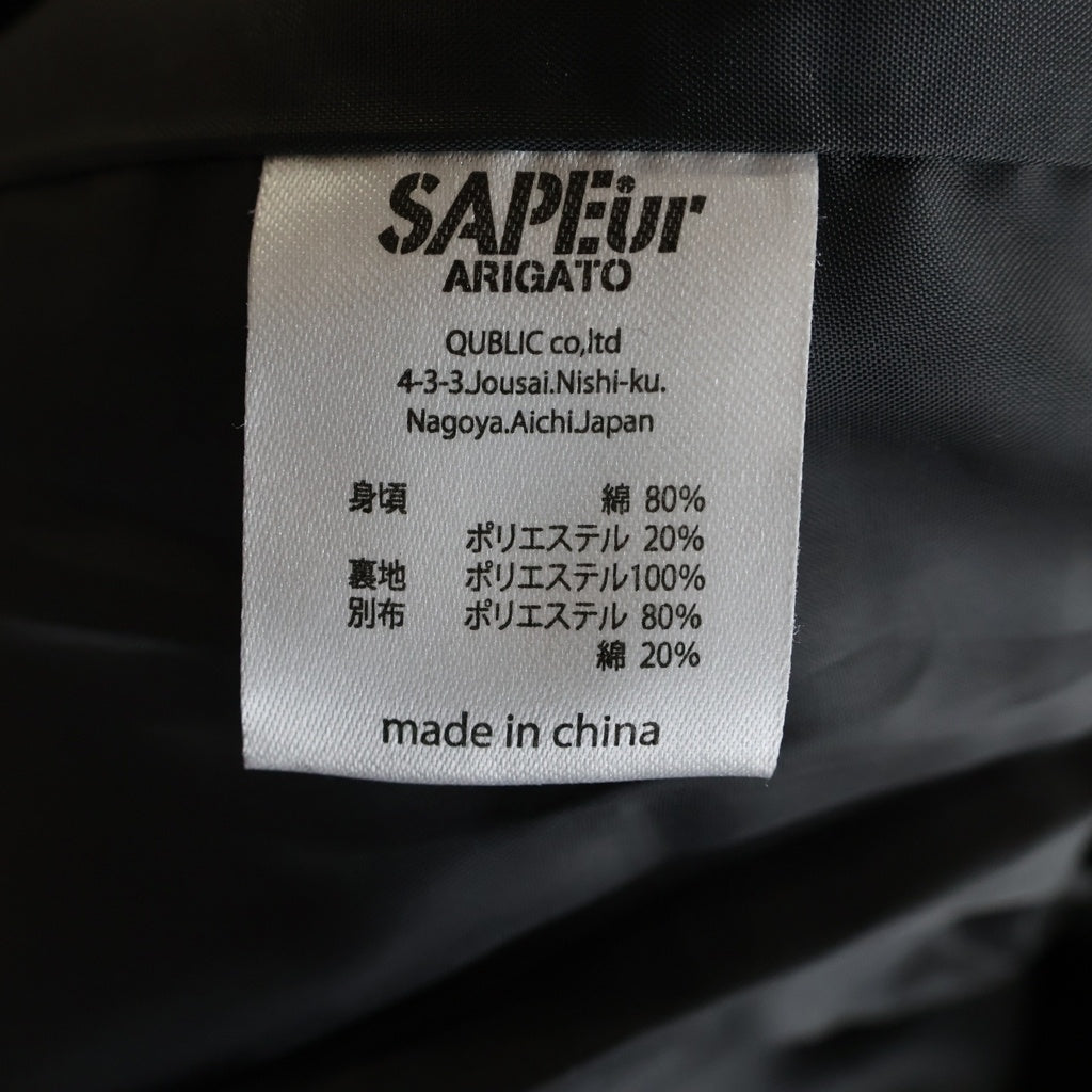 SAPEur(サプール) ロゴ刺繍 コーデュロイ イージートラックパンツ ブラックレッド