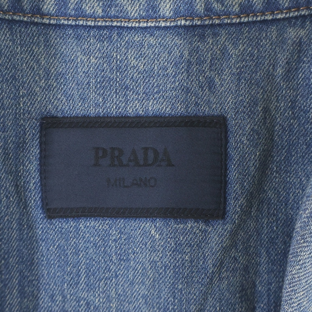 PRADA(プラダ) 23SS DENIM SHIRT 胸ポケット 開襟 デニム半袖シャツ インディゴ GEC068