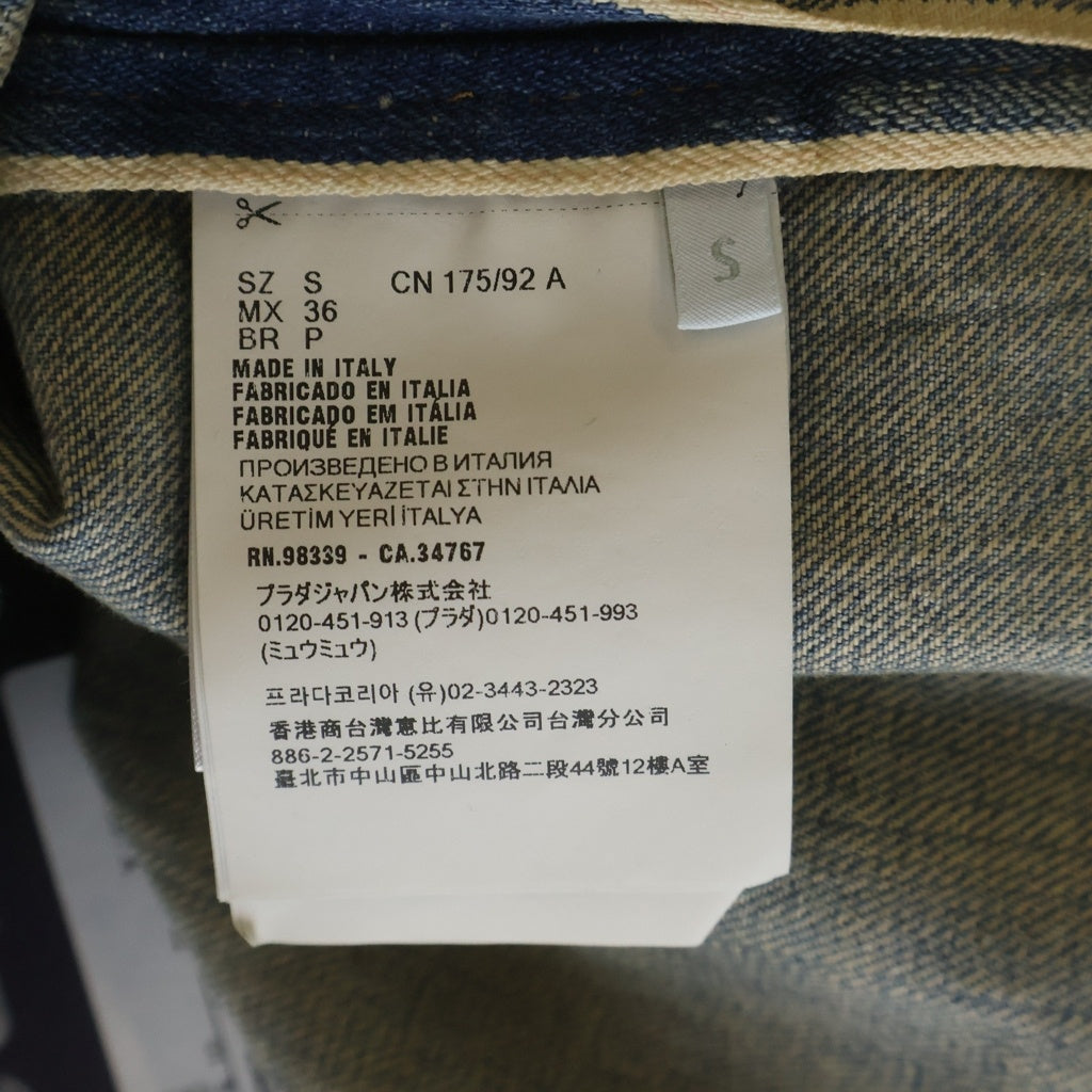 PRADA(プラダ) 23SS DENIM SHIRT 胸ポケット 開襟 デニム半袖シャツ インディゴ GEC068