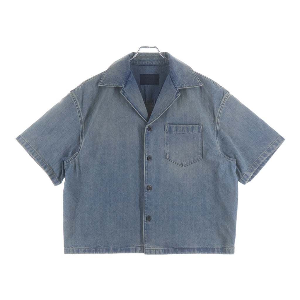 PRADA(プラダ) 23SS DENIM SHIRT 胸ポケット 開襟 デニム半袖シャツ インディゴ GEC068