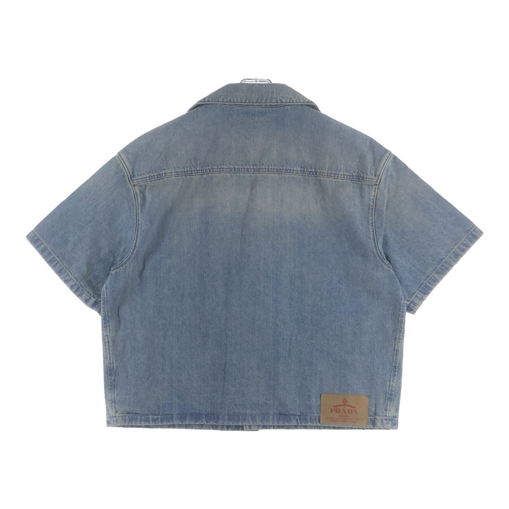 PRADA(プラダ) 23SS DENIM SHIRT 胸ポケット 開襟 デニム半袖シャツ インディゴ GEC068