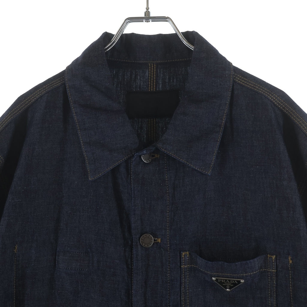 PRADA(プラダ) 23SS トライアングルロゴ デニム 長袖シャツ インディゴ GEB254