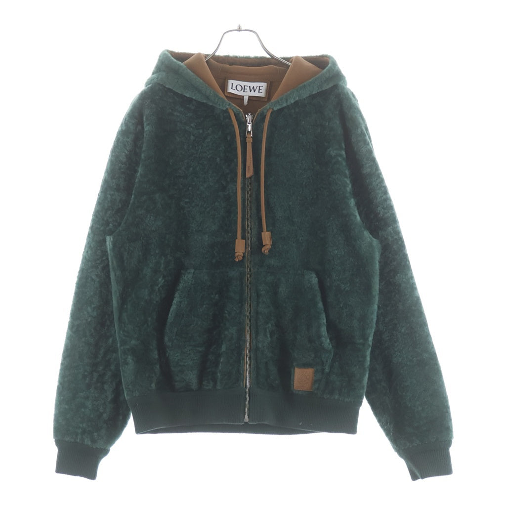 LOEWE(ロエベ) HOODIE IN SHEARING リバーシブル モヘア フーデッド ジップアップ ジャケット グリーン/ブラウン H526Y2SL41