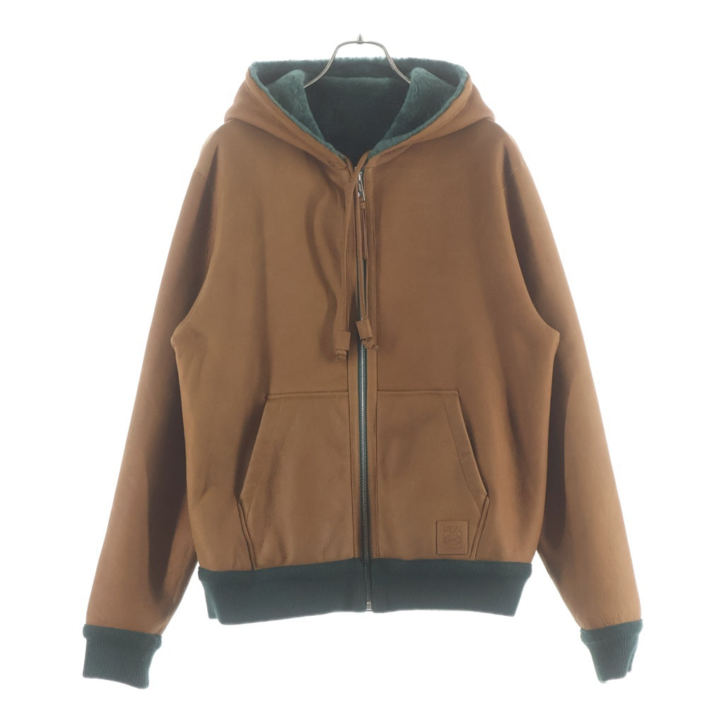 LOEWE(ロエベ) HOODIE IN SHEARING リバーシブル モヘア フーデッド ジップアップ ジャケット グリーン/ブラウン H526Y2SL41