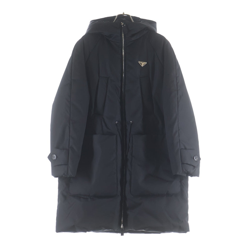PRADA(プラダ) トライアングルロゴプレート リナイロン フーデッド ダウンジャケット レディース ブラック 292197