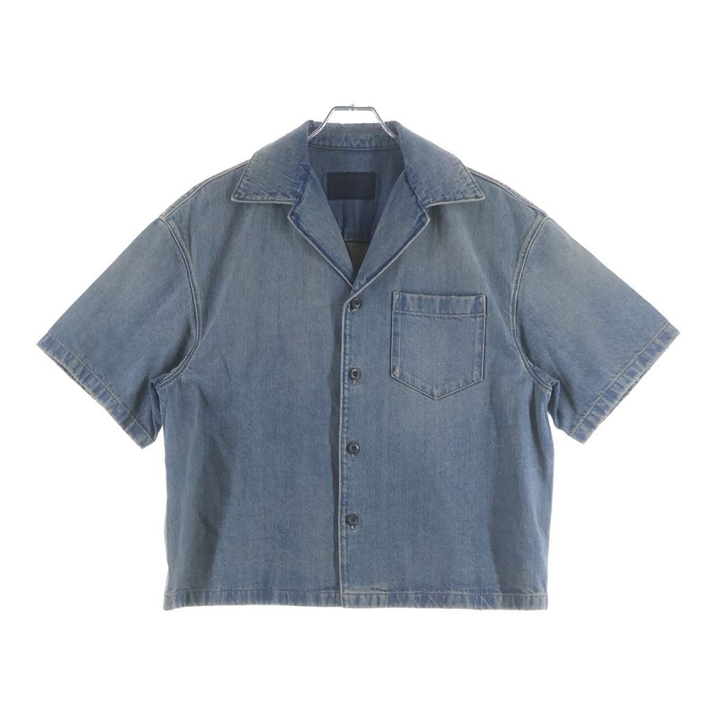 PRADA(プラダ) 23SS DENIM SHIRT 胸ポケット 開襟 デニム半袖シャツ インディゴ GEC068